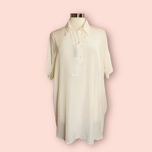 NWT Uniqlo Shiny Rayon Short Sleeve Polo Tunic Size Small